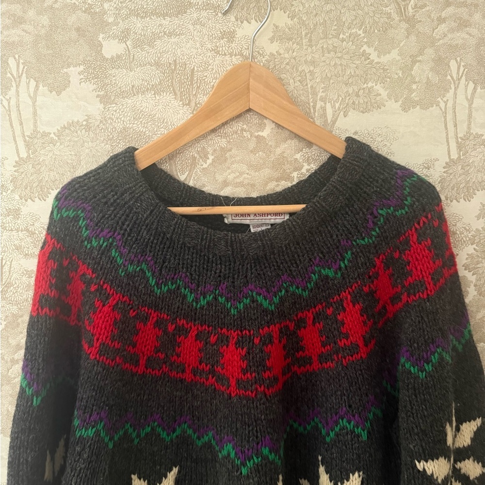 Vintage 100% Wool John Ashford Hand-knit sweater - Picture 2 of 6